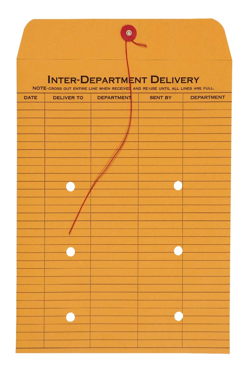 Quality Park 1-Side Print Inter-Department Envelopes, String-Tie, Brown Kraft, 9 x 12, 100 per Carton, (63462) - Image 3